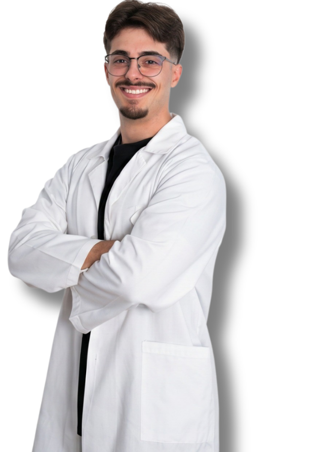 João Silva, nutricionista, de bata branca